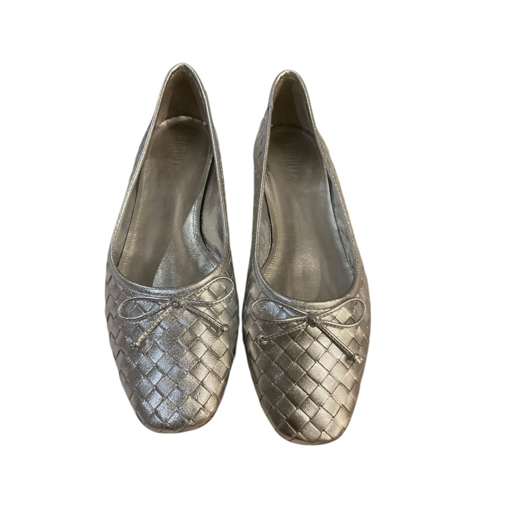 SCHUTZ Metallic Woven Ballet Flats in Silver